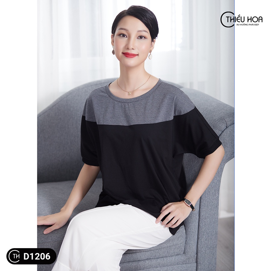 Áo Thun Nữ Trung Niên Tay Ngắn Thiều Hoa Màu Sắc Nhã Nhặn Chất Cotton Thoáng Mát Thấm Hút Tốt (Có Size Lớn) AN0D1206