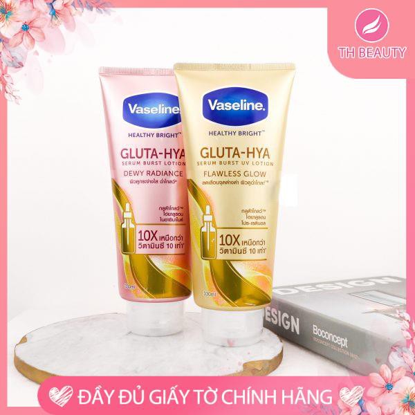 &lt;THẬT 100%&gt; Sữa Dưỡng Thể Vaseline Healthy Bright Gluta HYA Serum 10X Thái Lan 330ml