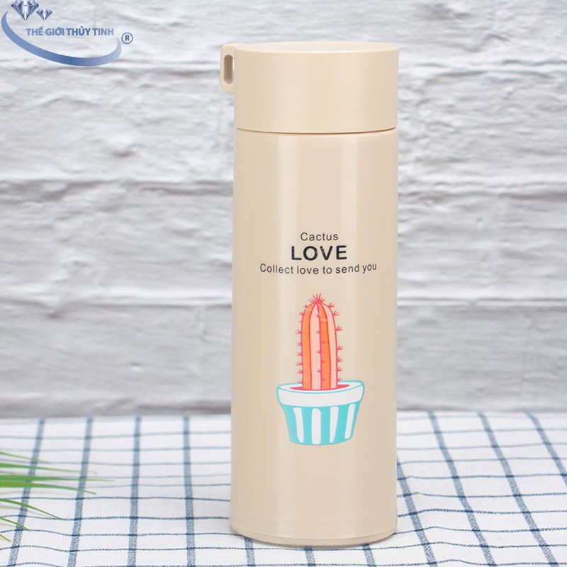 Bình Nước Thủy Tinh Bọc Nhựa Chữ Love 400ML – Họa Tiết Màu Ngẫu Nhiên