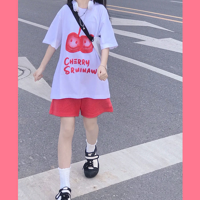 Single / Suit Summer New Ins Korean Student Loose T-shirt Leisure Sports Wide Leg Short Pants Two Piece Set Fashion[it Will Be Sent Out on May 22]