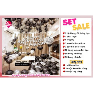 Set bóng trang trí sinh nhật Happy Birthday siêu xinh (Tặng kèm băng dính + bơm tay)