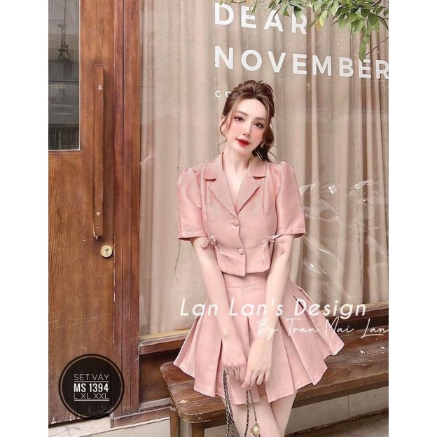 SET VEST ÁO CROPTOP NƠ PHỐI CHÂN VÁY BIGSIZE