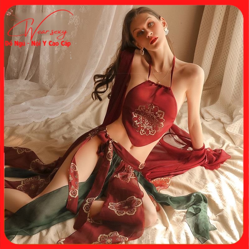 Yếm Hở Lưng Quyến Rũ Váy Dài Xẻ Tà Nóng Bỏng MS1673 [CWEAR.SEXY_ĐỒ NGỦ & NỘI Y CAO CẤP] | BigBuy360 - bigbuy360.vn