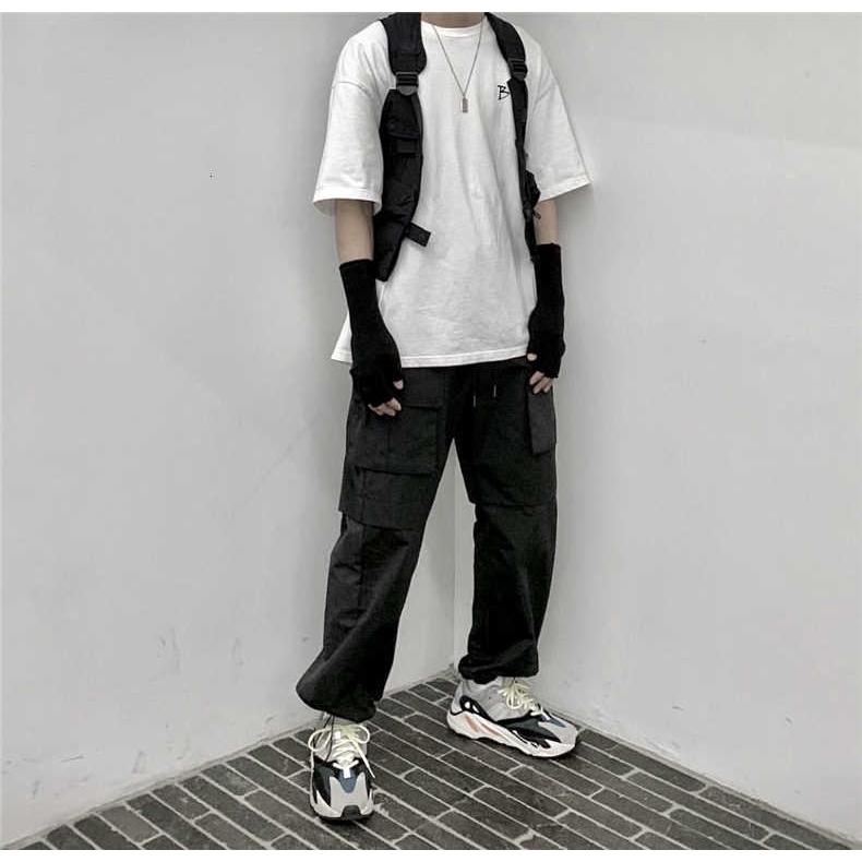 [Giao Hàng Miễn Phí] Áo Thun Tay Ngắn Màu Tối Phong Cách Yamamoto 225800Găng Tay Dài Ninja Thời Trang Unisex