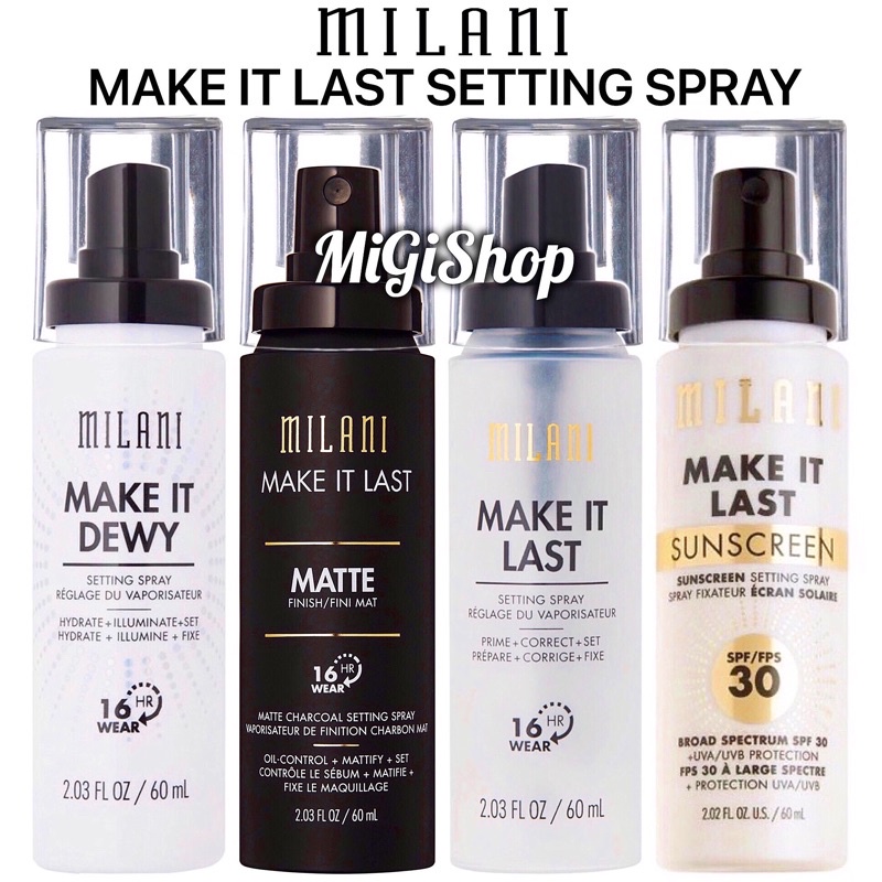 [Hàng Mỹ] Xịt Khoá Nền Giữ Lớp MakeUp Milani Make It Last/ Dewy