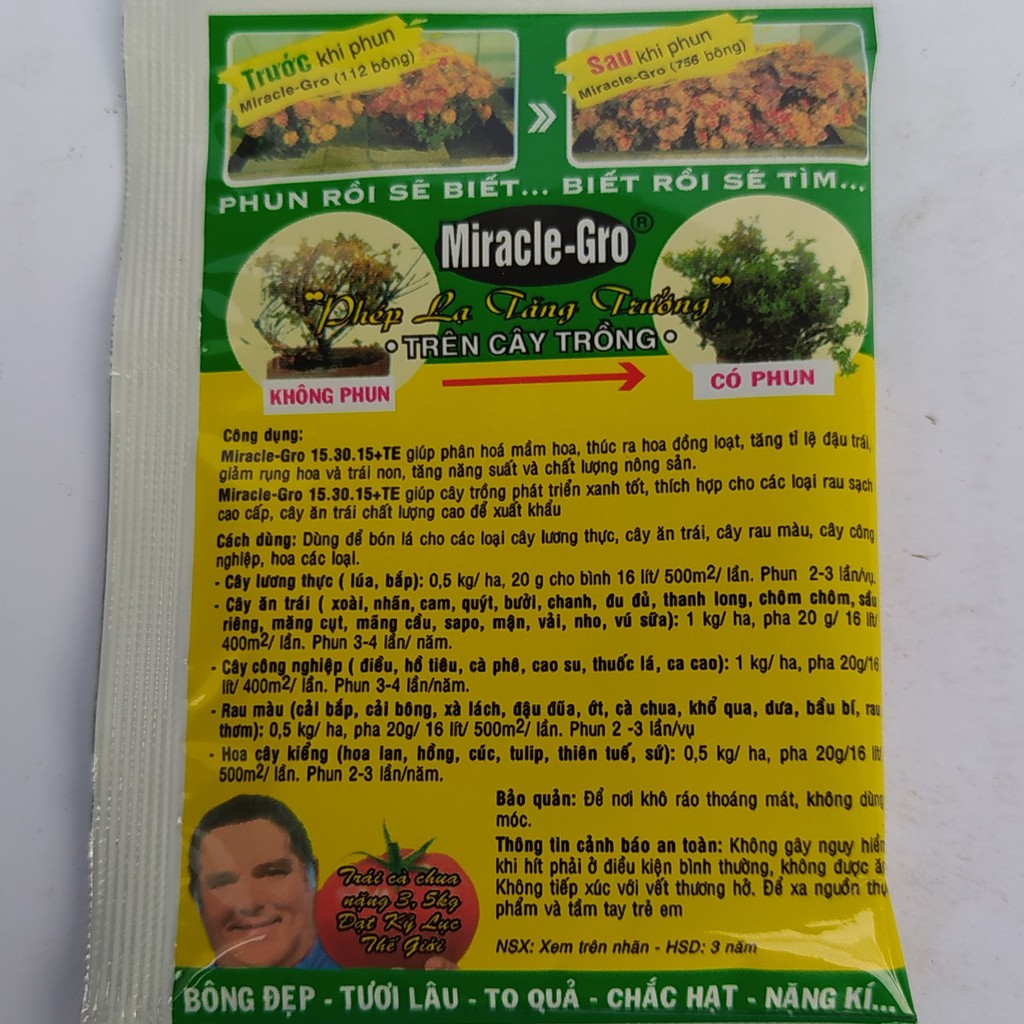 Combo bộ ba Phân Bón Lá Miracle - Gro (30-10-10) - (15-30-15) - (20-20-20)