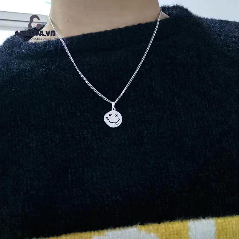 Vòng cổ Thép Mặt Hình Mặt Cười Thiết Kế Đơn Giản