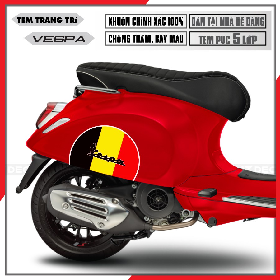 [Vespa] Tem Xe Vespa Sprint/LX/GTS Cờ Đức 01 | VP10GERMANY | Tem Rời PVC 5 Lớp Dễ Dán Tại Nhà