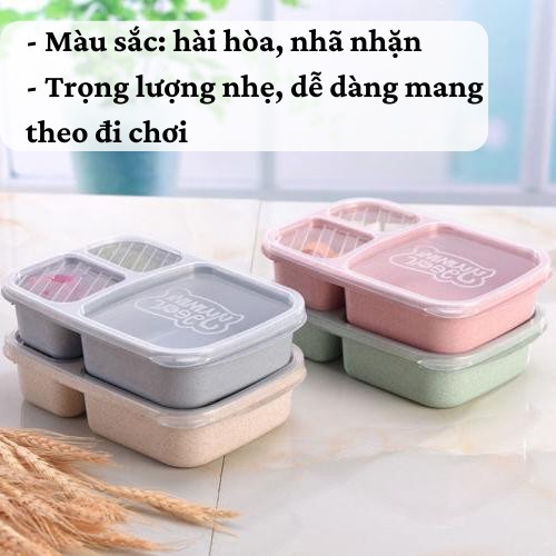 [SALE] Hộp đựng cơm 🔥 Hộp cơm lúa mạch văn phòng 3 ngăn cao cấp nắp trong suốt dùng được trong lò vi sóng | BigBuy360 - bigbuy360.vn