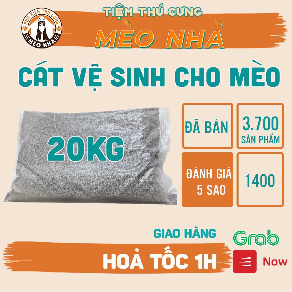 Combo Cát vệ sinh cho Mèo 20kg hàng việt nam 100% hạt nhỏ thơm dịu thích hợp cho Munchkin, Scottish, hamster, thỏ