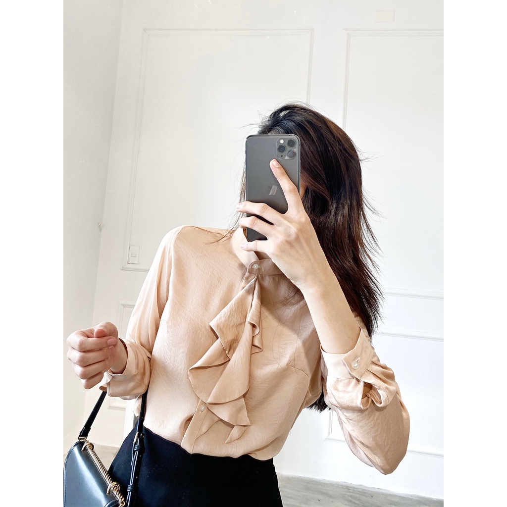 Áo Kiểu Công Sở Nữ GILLEE Thiết Kế Cổ Bèo Lụa Trơn Thanh Lịch FAK040