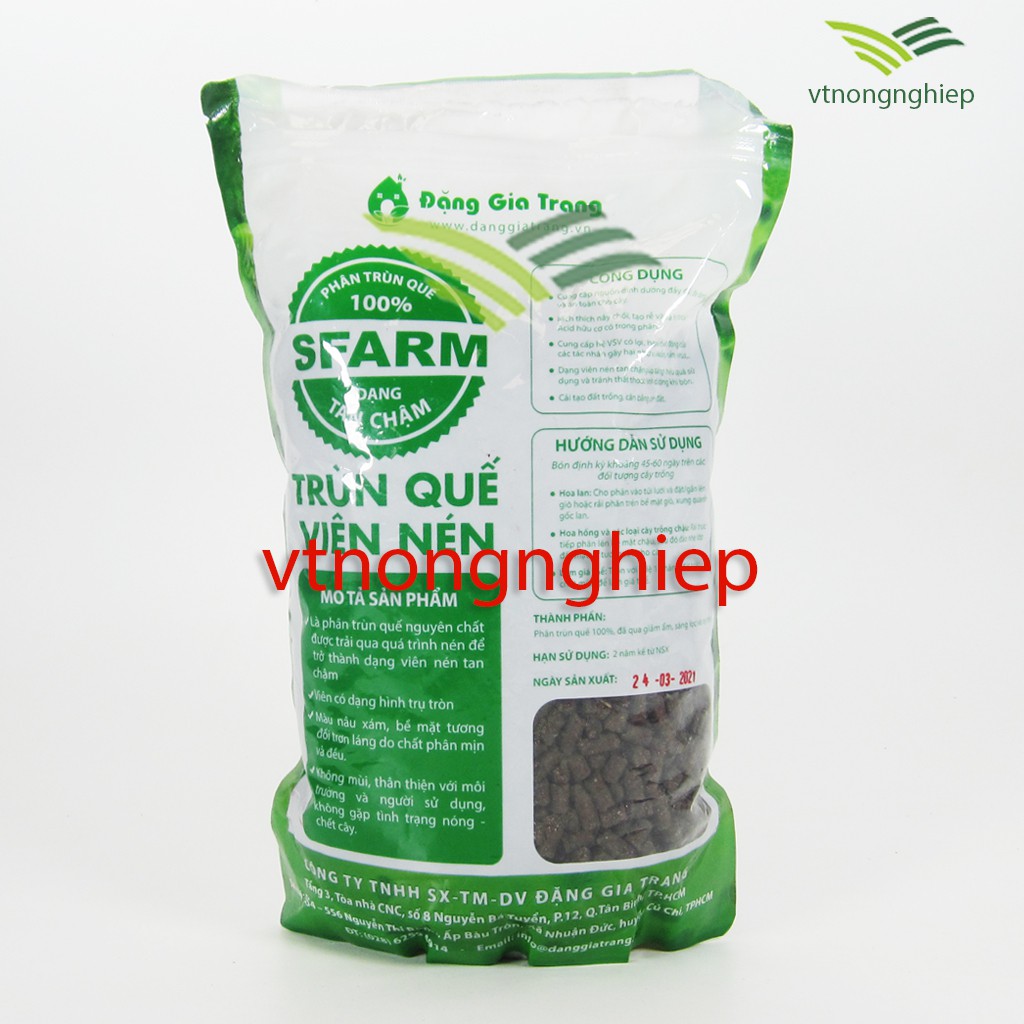 Phân trùn quế viên nén Sfarm, gói 1 kg, phân hữu cơ dùng cho hoa lan, hoa hồng, kiểng lá, cây bonsai, cây trồng chậu