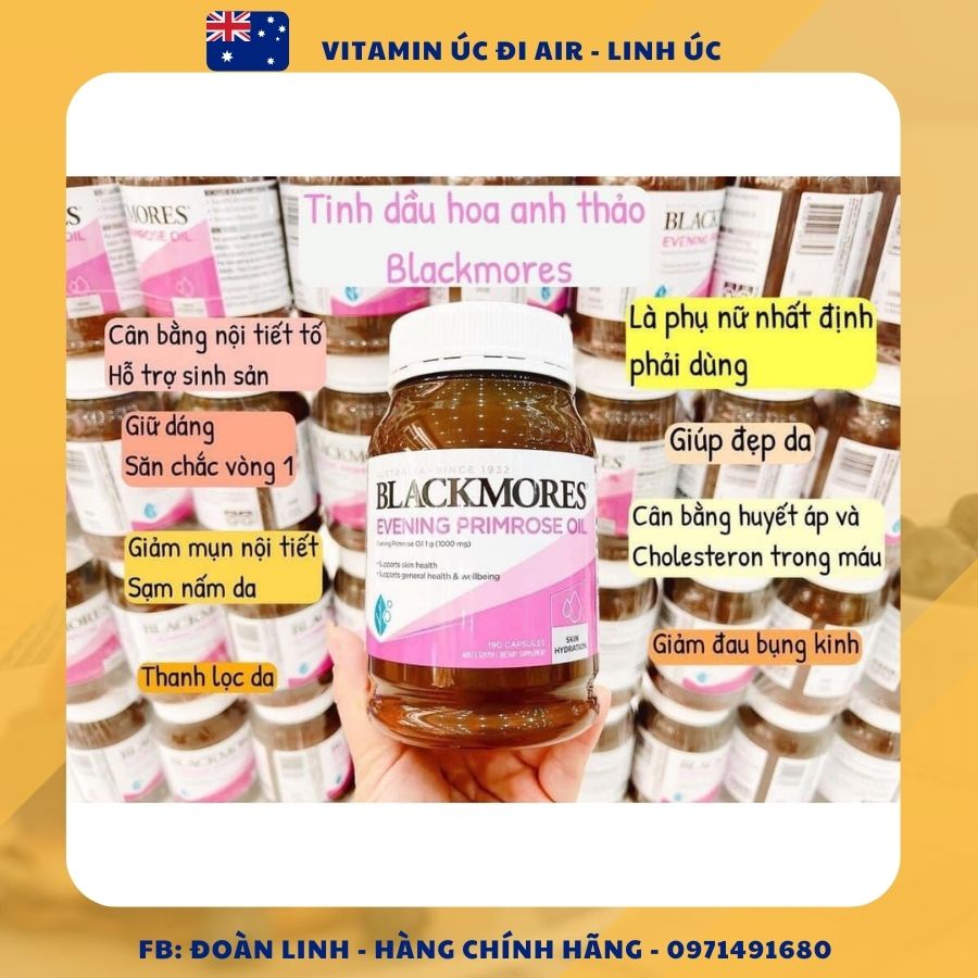 Tinh Dầu Hoa Anh Thảo Blackmores Everning Primrose Oil Úc 190 Viên, Hàng Chuẩn Úc