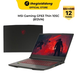 Laptop Gaming MSI GF63 Thin 10SC i7 10750H/8GB/512GB/4GB GTX1650 Max-Q/15.6"F/Win10/(813VN)/Đen - Hàng chính hãng