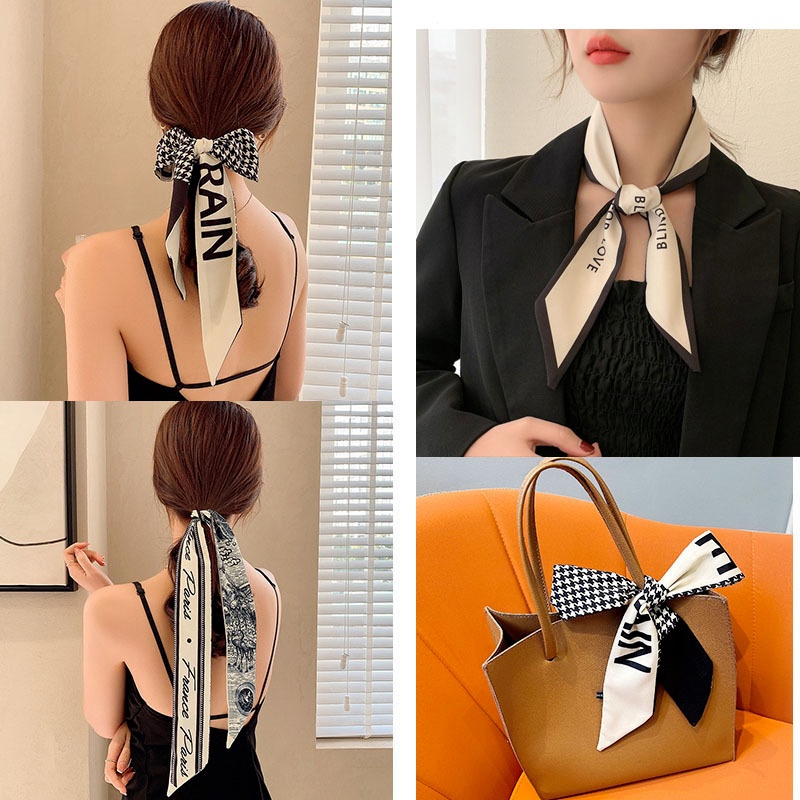 Dây buộc tóc ruy băng thắt nơ bằng vải lụa thời trang Hàn Quốc thanh lịch