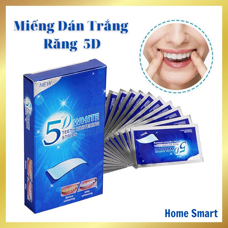 Miếng dán trắng răng 5D White Teeth Whitening Strips - Tiện Dụng - Hiệu Quả Cao