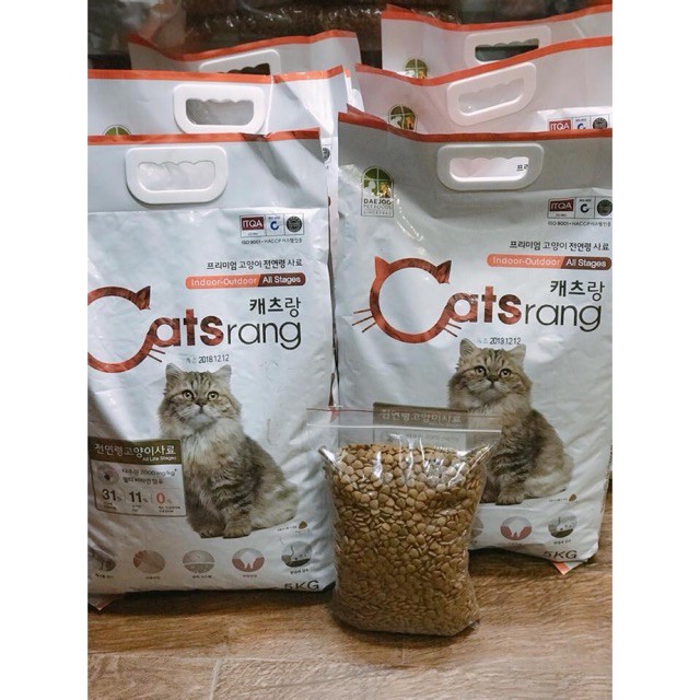 Hạt Cho Mèo, Thức Ăn Cho Mèo, Catrang, Catrang 1kg(túi zip)