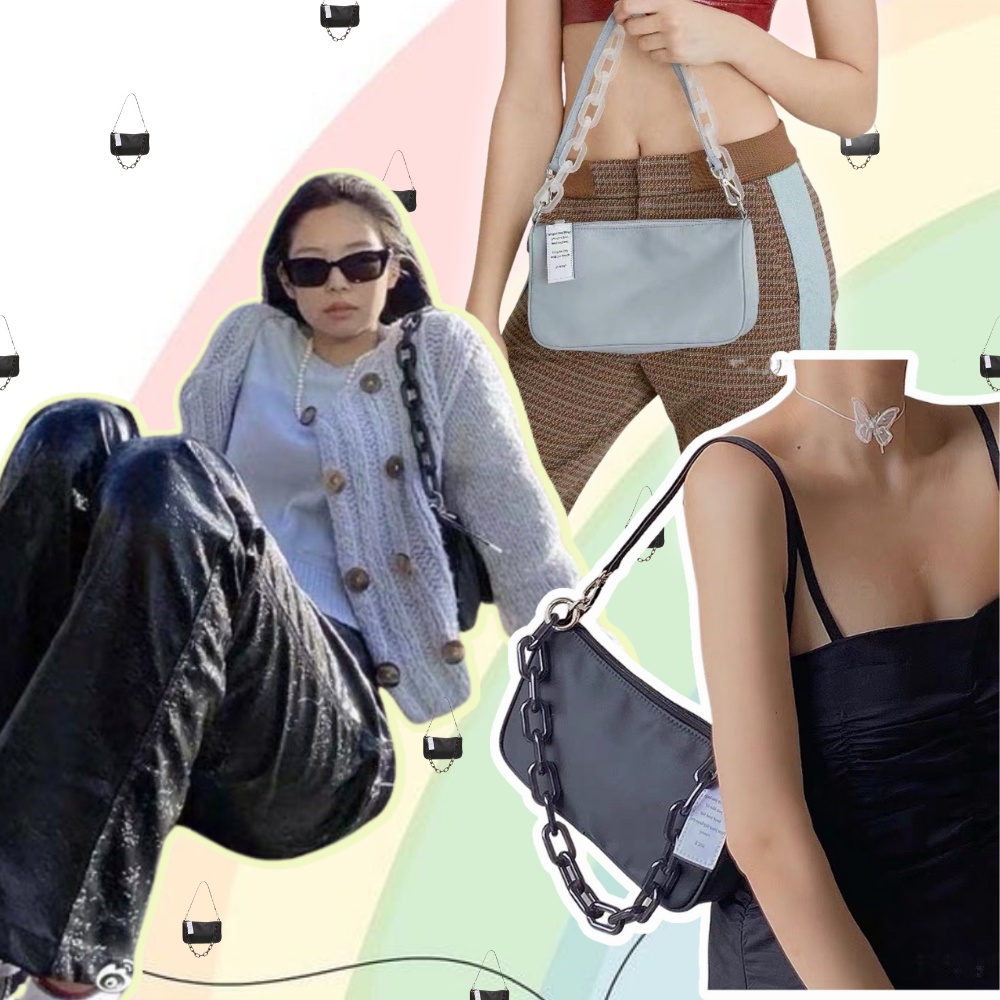 Túi kẹp nách JENNIE phối dây xích chất cao cấp siêu trend 2020