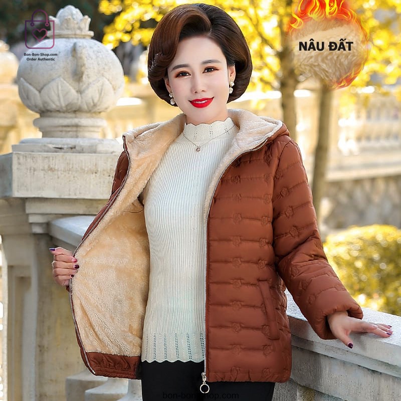 Áo Khoác Lót Bông Dành Cho Các Bà Các Mẹ Trung Niên Cực Ấm