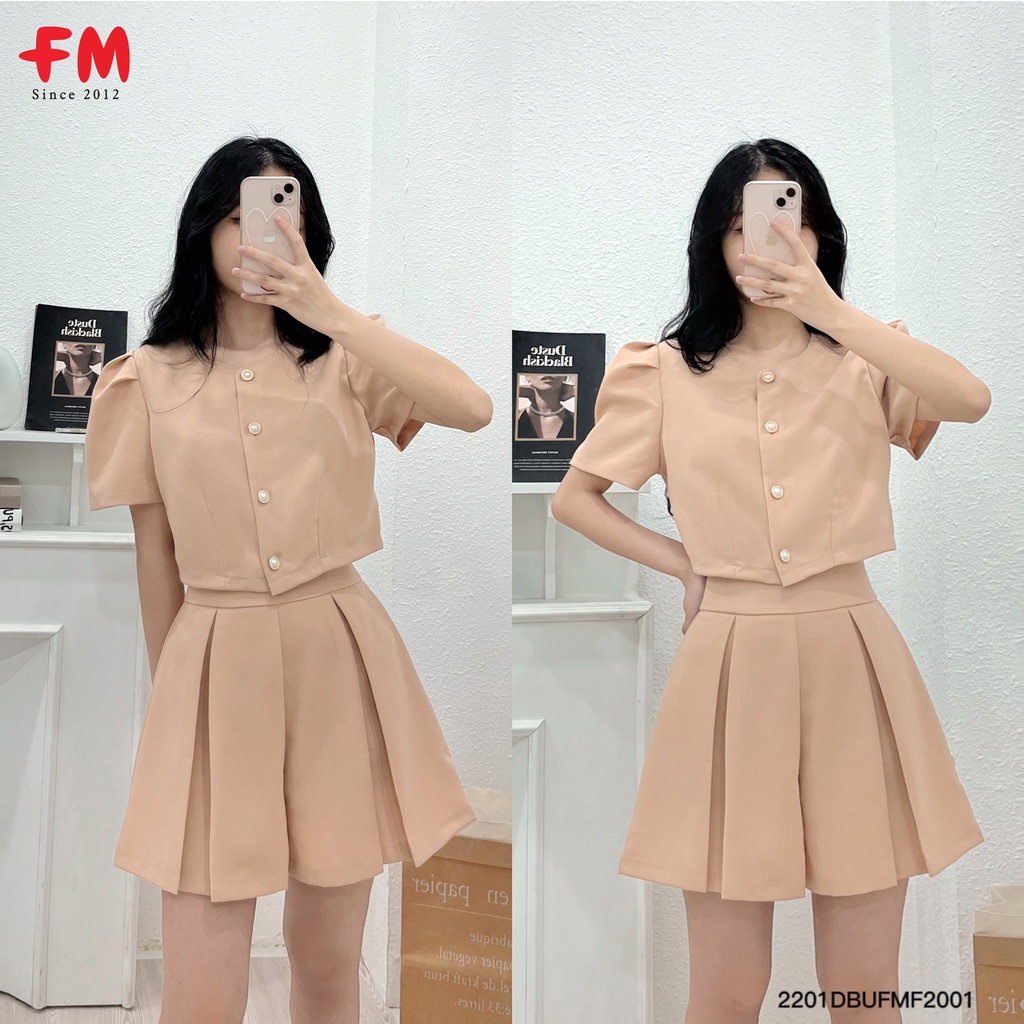 Set áo croptop kèm quần short dành cho nữ fmstyle | Set quần short áo kiểu thời trang Hàn Quốc | Fmstyle Shop 220121433
