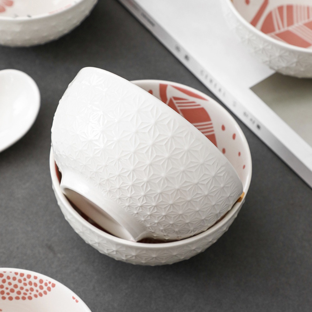 Bát sứ ăn cơm họa tiết sang trọng bát men sứ gia đình cao cấp hiện đại