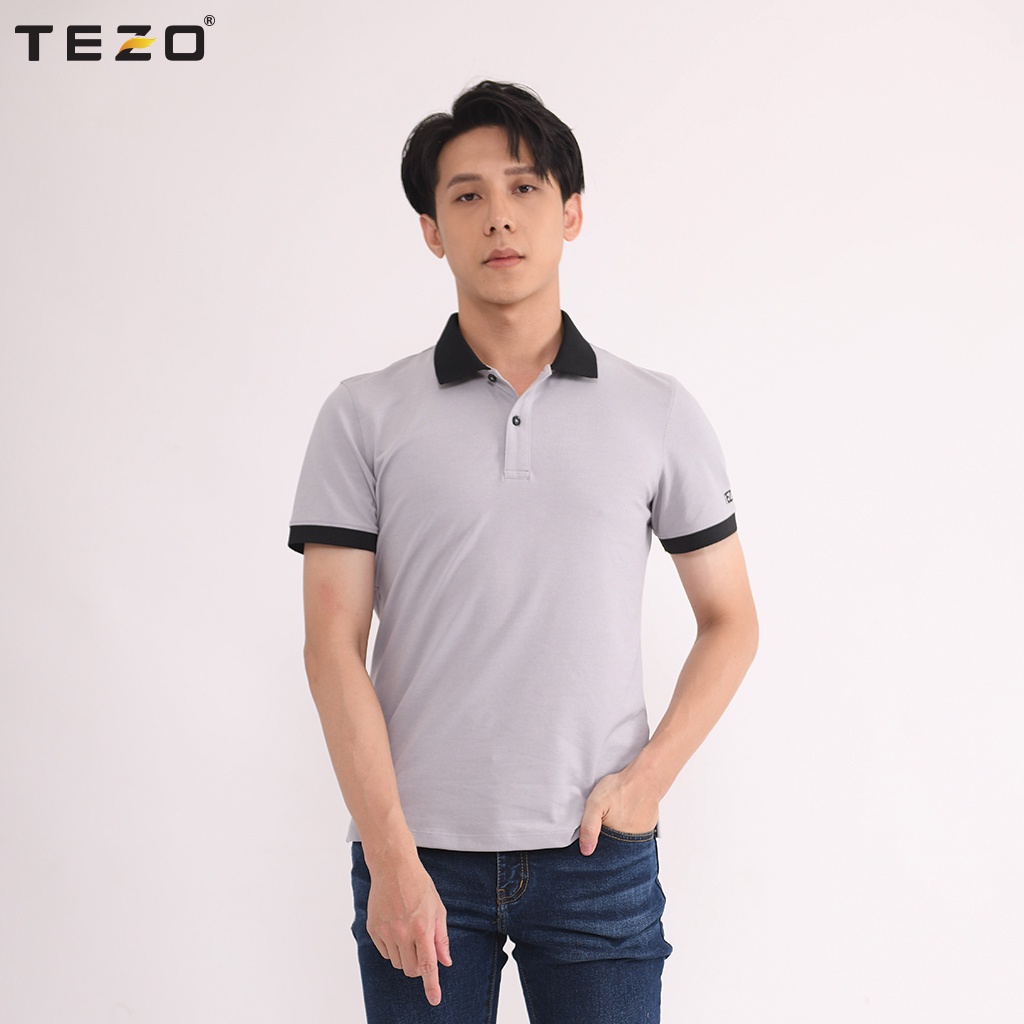 Áo polo nam Tezo  thun nam phối bo 4 màu 2104APCT08