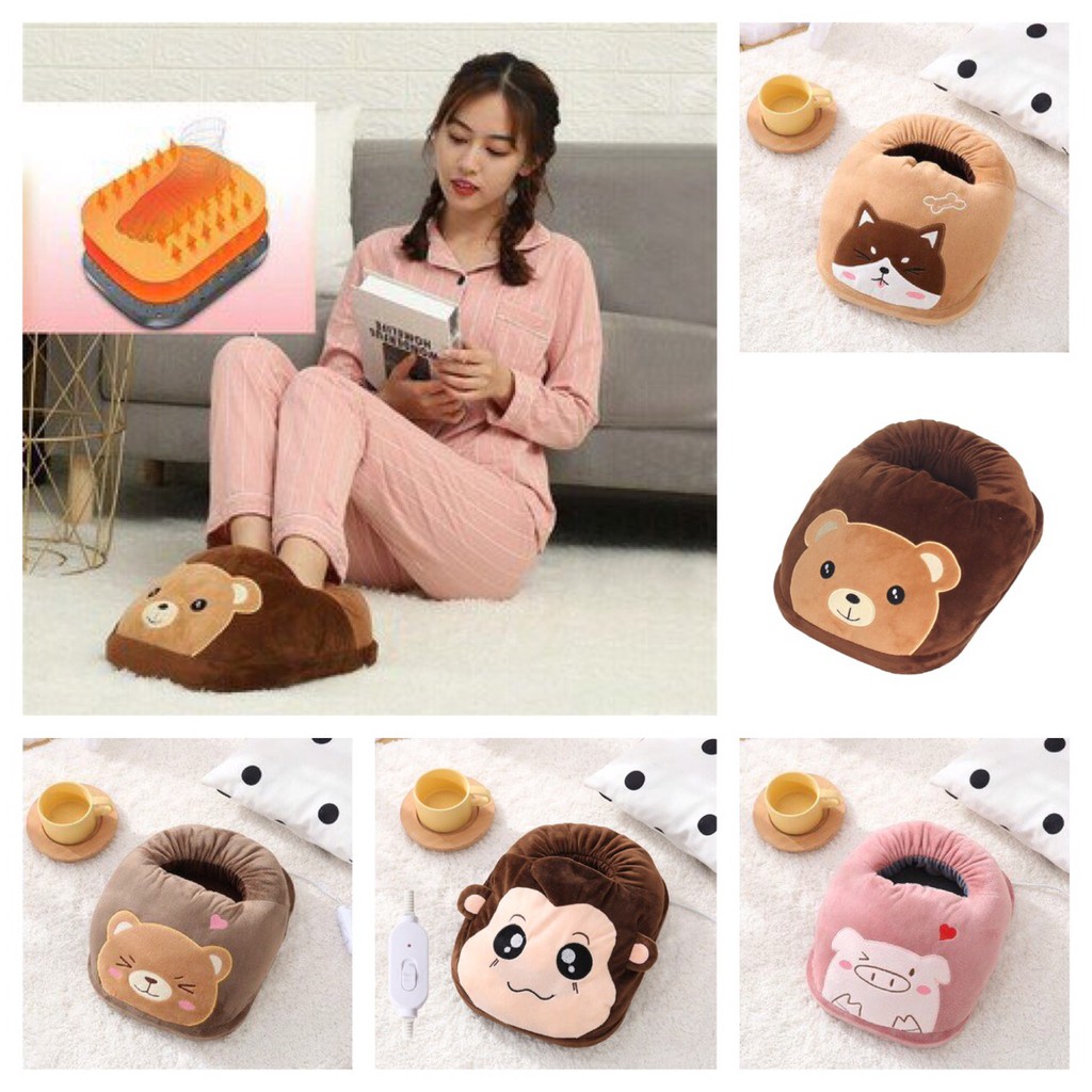 Túi Ủ Ấm Đôi Chân Mùa Đông Cắm Điện Tiện Ích - Nâu Gấu 03