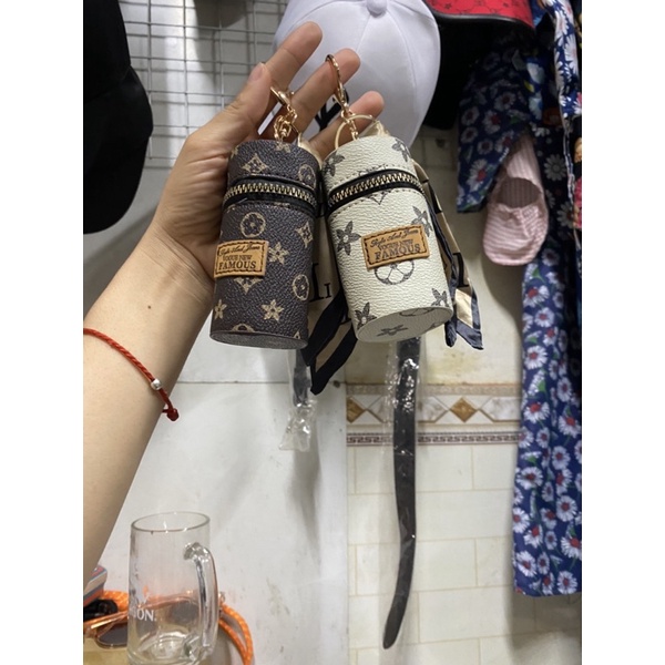 Túi Mini Hình Trụ Họa Tiết Phong Cách Retro Có Khóa Kéo