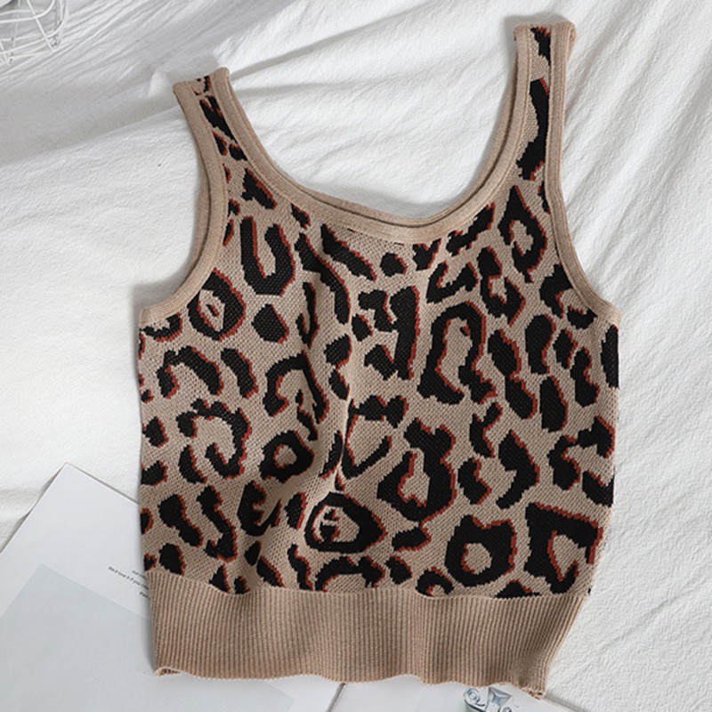 Áo Hai Dây Cổ Vuông Họa Tiết Da Báo Gợi Cảm Sành Điệu Cho Nữ