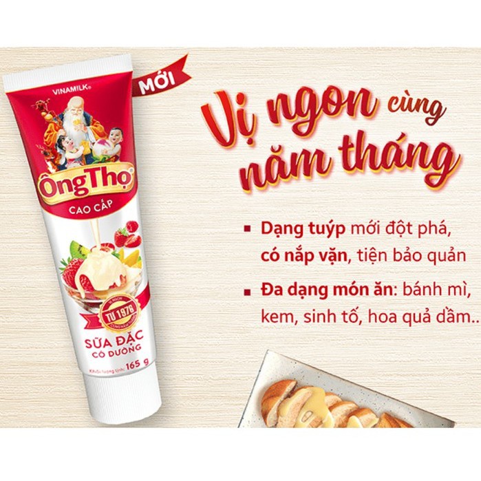 Sữa Đặc Có Đường Ông Thọ Đỏ Tuýp 165g