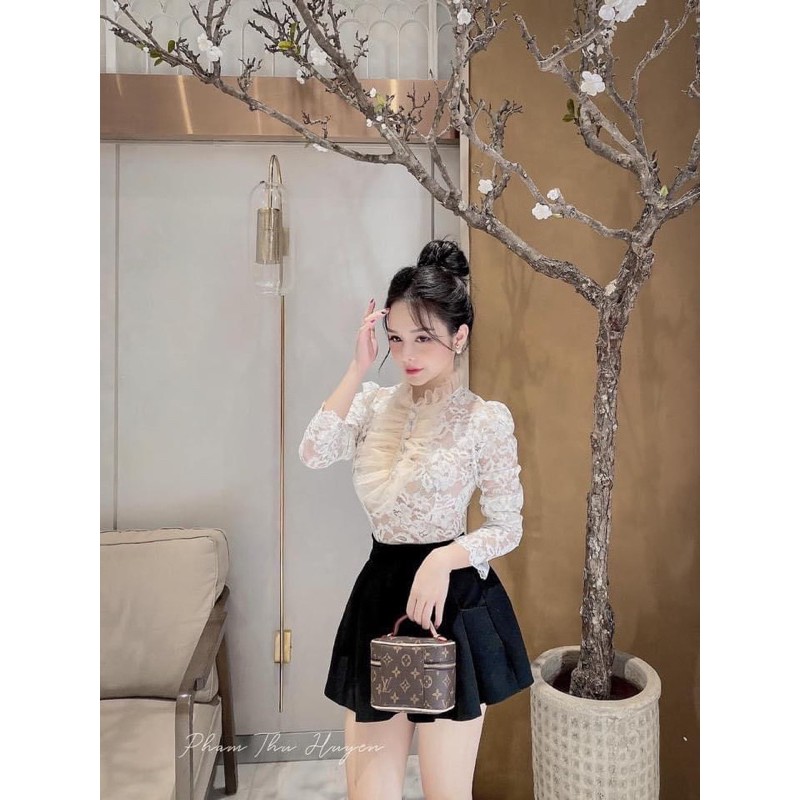 ❤️ ẢNH CHỤP THẬT ÁO REN ĐÍNH NÚT PHA LÊ #160k