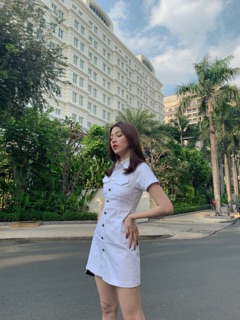 Đầm sơ mi kaki MONÁ - HEBE TRẮNG