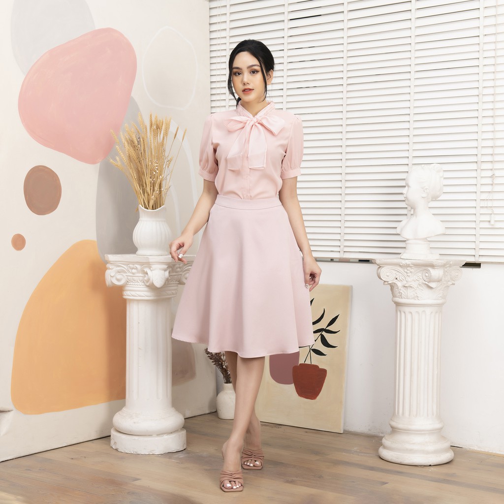 Áo sơ mi trắng nữ Chunxuu thắt nơ tay ngắn thời trang chất vải đẹp - SP01