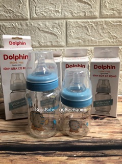 (Tặng thêm 1 núm) Bình sữa cổ rộng Dolphin 125ml