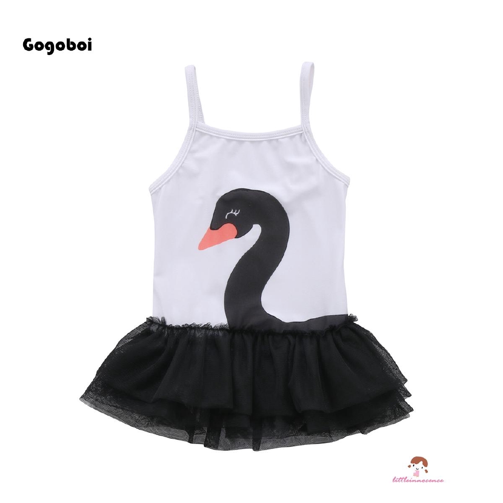 ❤XZQ-Swan Baby Girl Swimwear Swimsuit Tulle Tutu Beach Swimming One-piece Bikini