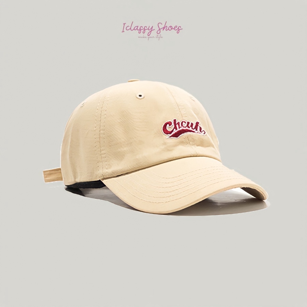 Mũ Lưỡi Trai Ulzzang Unisex Vải Cotton Cao Cấp Trơn, Nón Thêu Chữ Chcuh 5 Màu Phong Cách Hàn Quốc - Iclassy_shoes