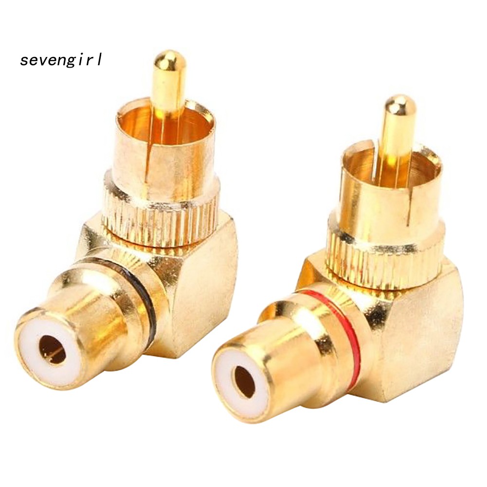 Set 2 Đầu Nối RCA Góc Phải 90 Độ Mạ Vàng