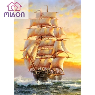 Bộ Tranh Đính Trang Trí Hình Thuyền Buồm 5d Diy