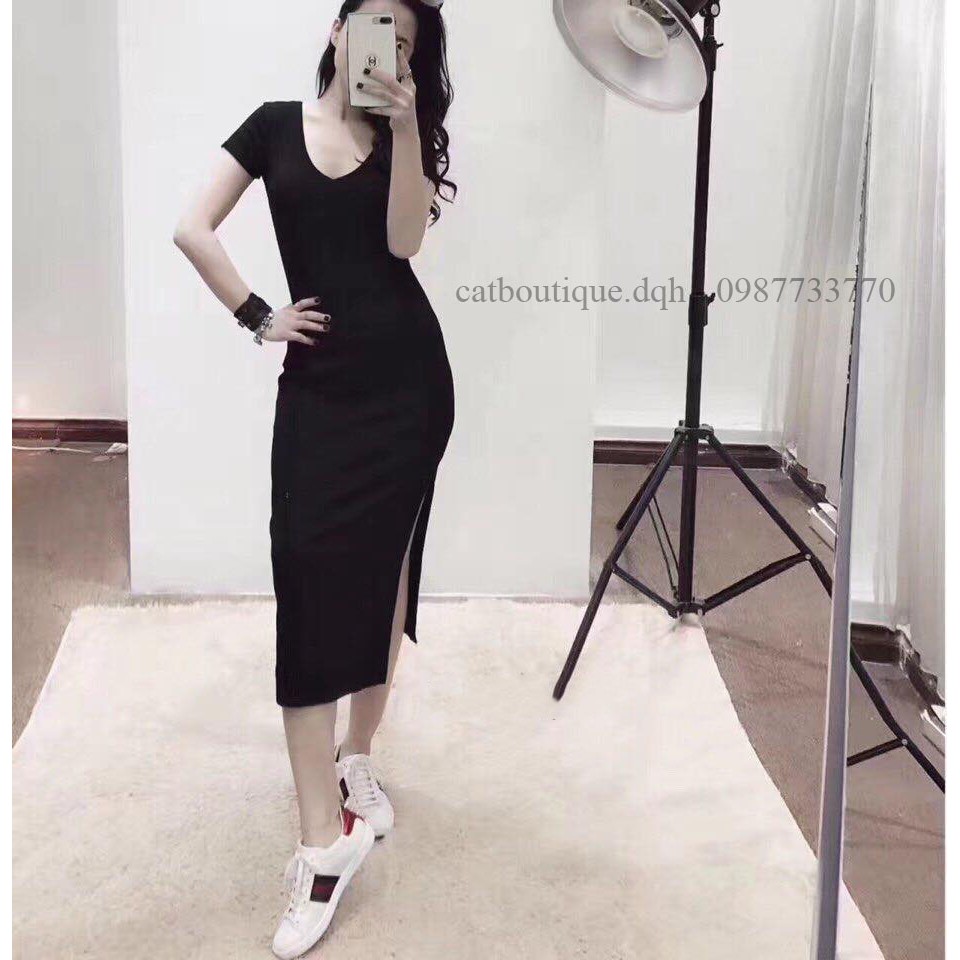 Váy body cổ tim