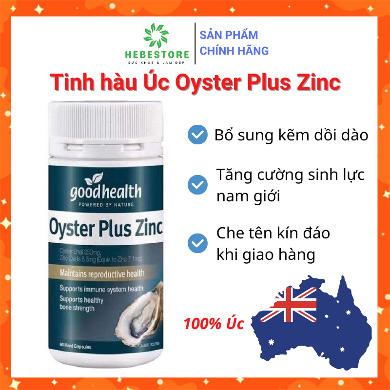 Tinh chất hàu biển Oyster Plus Zinc Goodhealth 60 viên tăng cường sinh lý & hỗ trợ nam giới - Mẫu mới