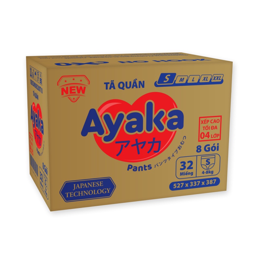 Tã quần trẻ em AYAKA Công Nghê Nhật Bản Size S32 32 miếng/gói dành cho bé 4-8kg - Thương Hiệu
