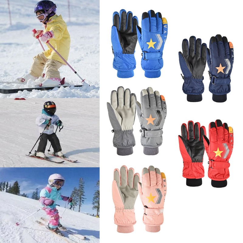 Găng Tay Trượt Tuyết Dày Dặn Ấm Áp Chống Gió Chống Thấm Nước Cho Bé