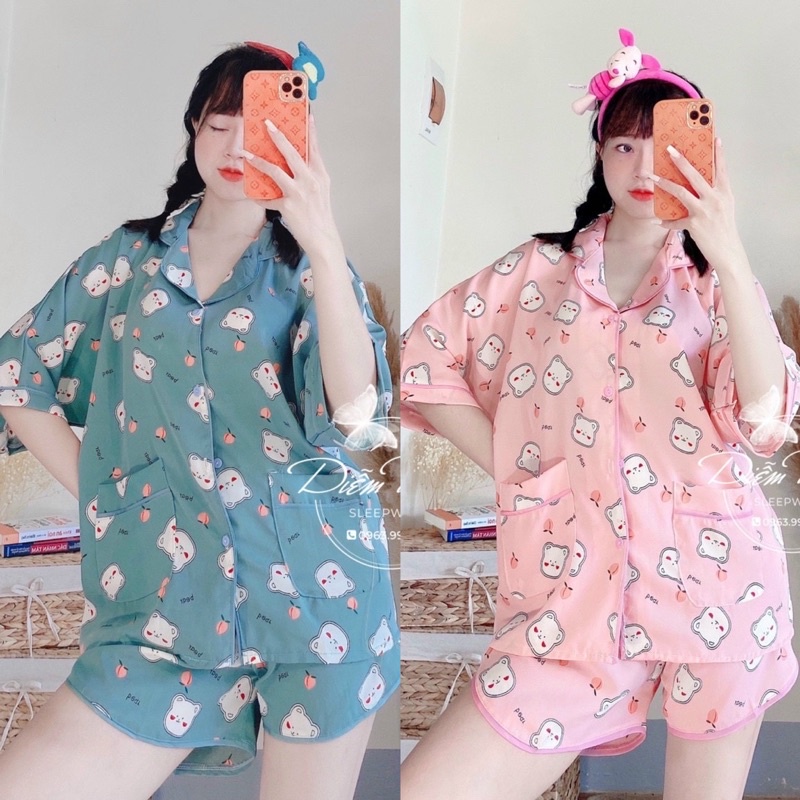 Bộ Pijama Lụa Cao Cấp Cánh Dơi Áo Cộc Quần Đùi | BigBuy360 - bigbuy360.vn