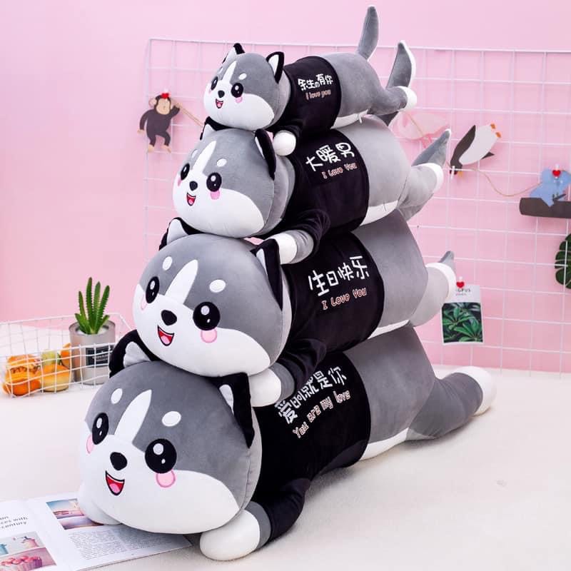 GẤU BÔNG - GỐI ÔM MÈO BI XÁM HUSKY DỄ THƯƠNG ( 65cm - 1m6 )