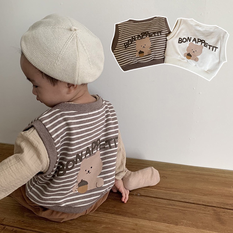Áo Không Tay In Hình Gấu Lớn Dễ Thương Thời Trang Xuân Thu Cho Bé