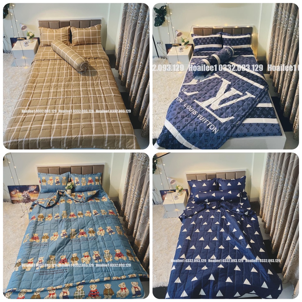 Bộ chăn ga gối khủng longm6/m8/2m2 drap giường poly, ga trải giường + 2 vỏ gối nằm+1 vỏ ôm+1 chăn hè