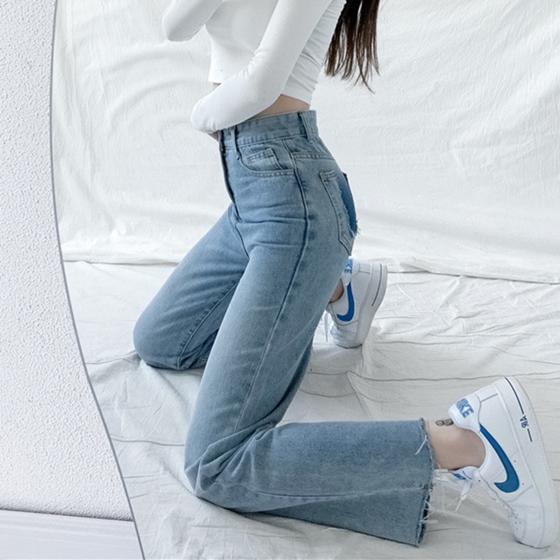Quần denim Lưng Cao Thời Trang Đường Phố Cá Tính Cho Nữ