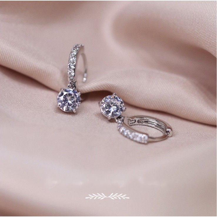 Khuyên tai Swarovski bạc ý 925 mạ vàng trắng 18k DCECO2 CECY