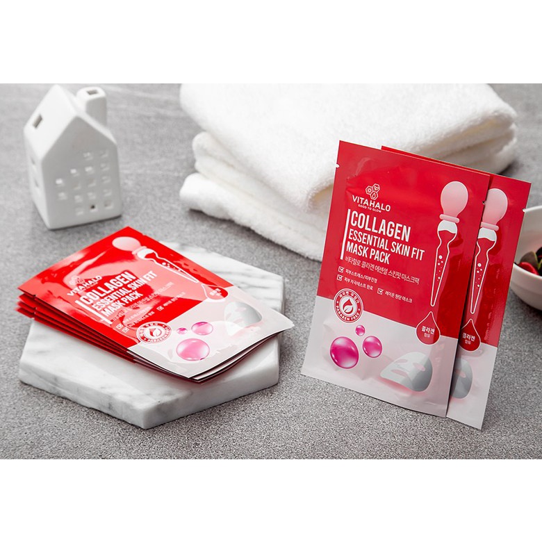 Set 50 miếng mặt nạ Vitahalo collagen dưỡng ẩm, căng bóng Hàn Quốc