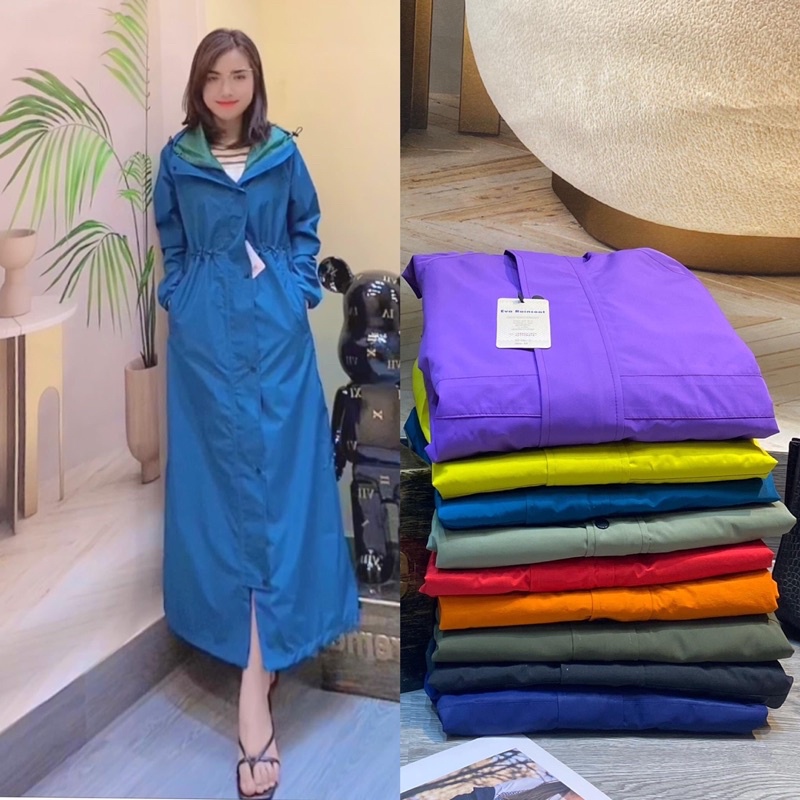 Áo mưa măng tô nữ một đầu PU 2 lớp thời trang cao cấp chống thấm chống gió lạnh - Ao mua mang to nu